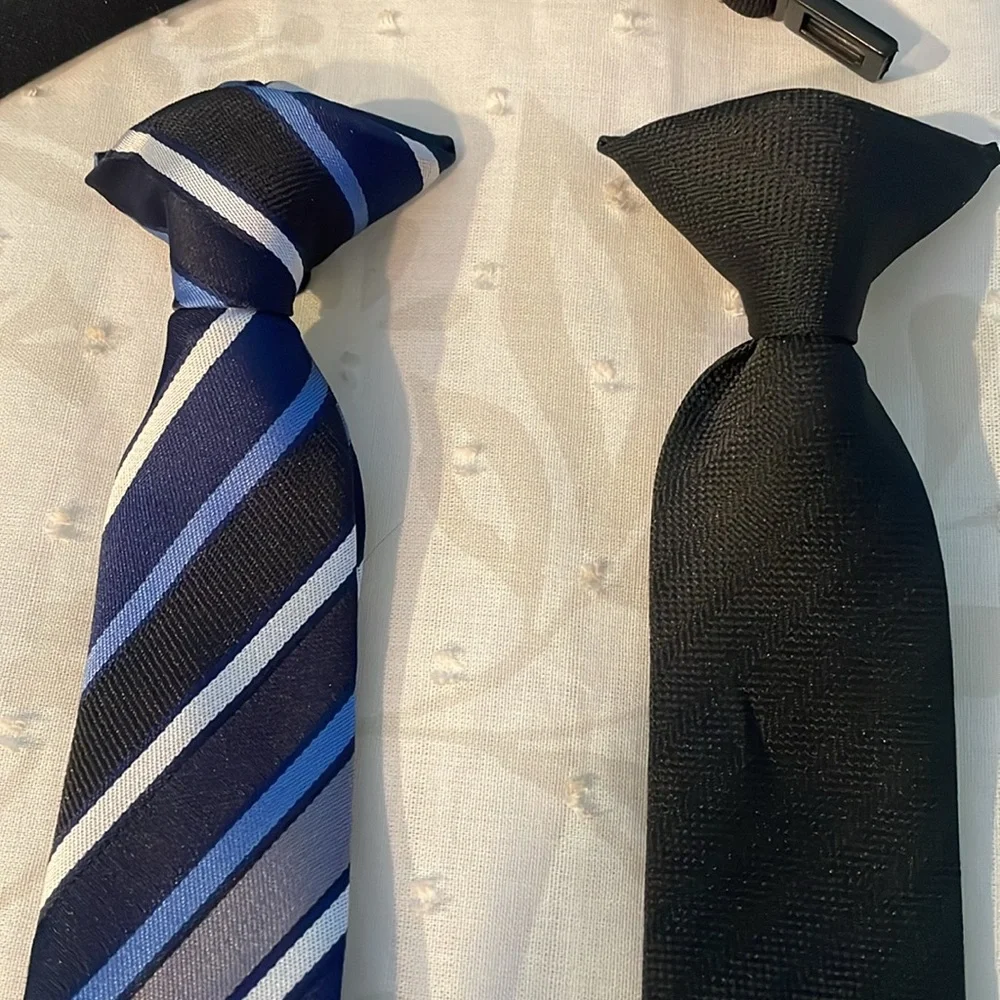 Set of Three Ties - Black and Blue Striped